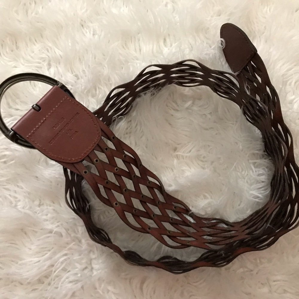 Wide Braided Woven Round Leather Belt  2 3/4" Wide L/XL